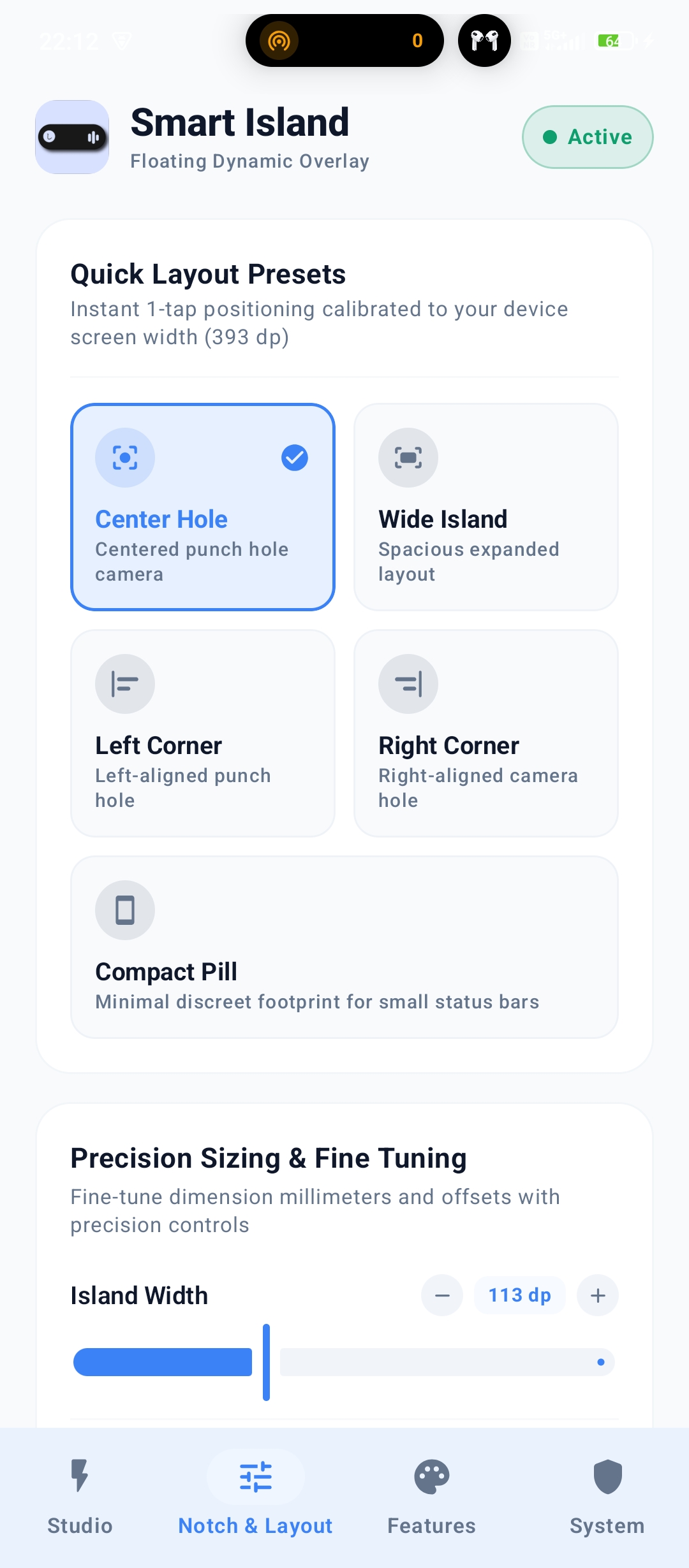 Notch and Layout Presets