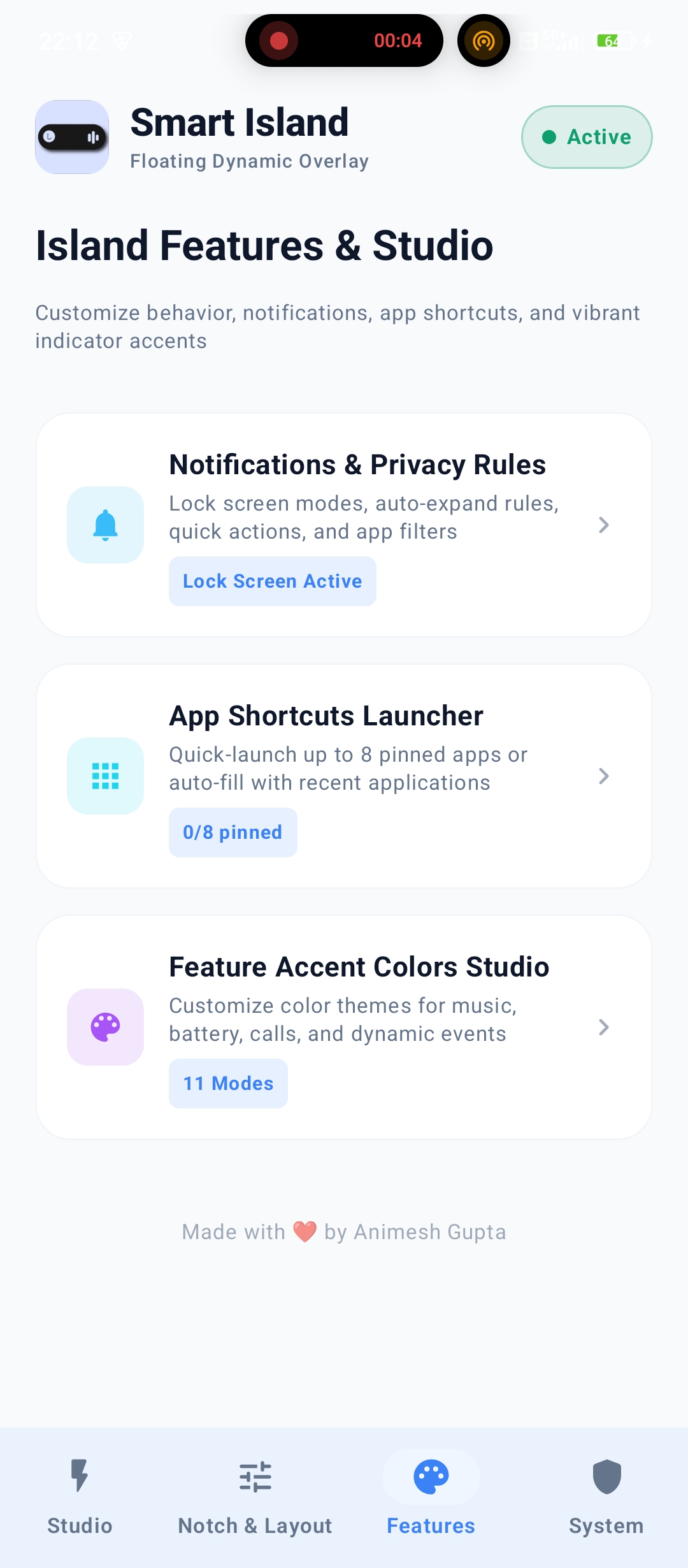 Features and Settings Hub