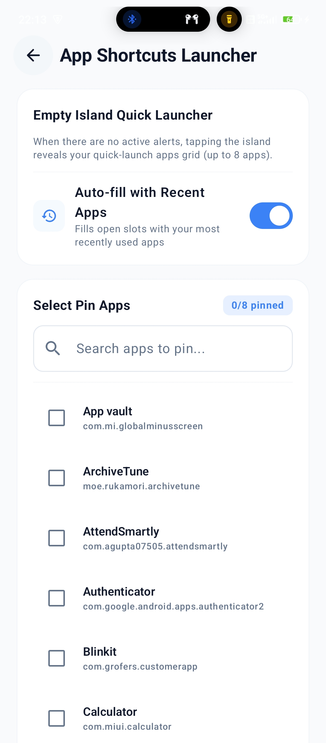 App Shortcuts Launcher Grid
